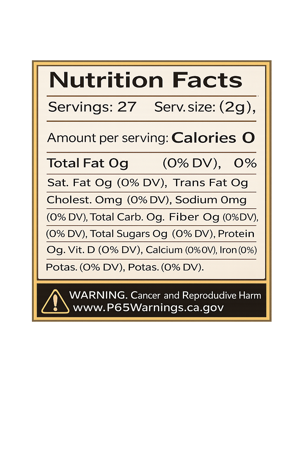 Nutrition Facts — KŎVR LUCID