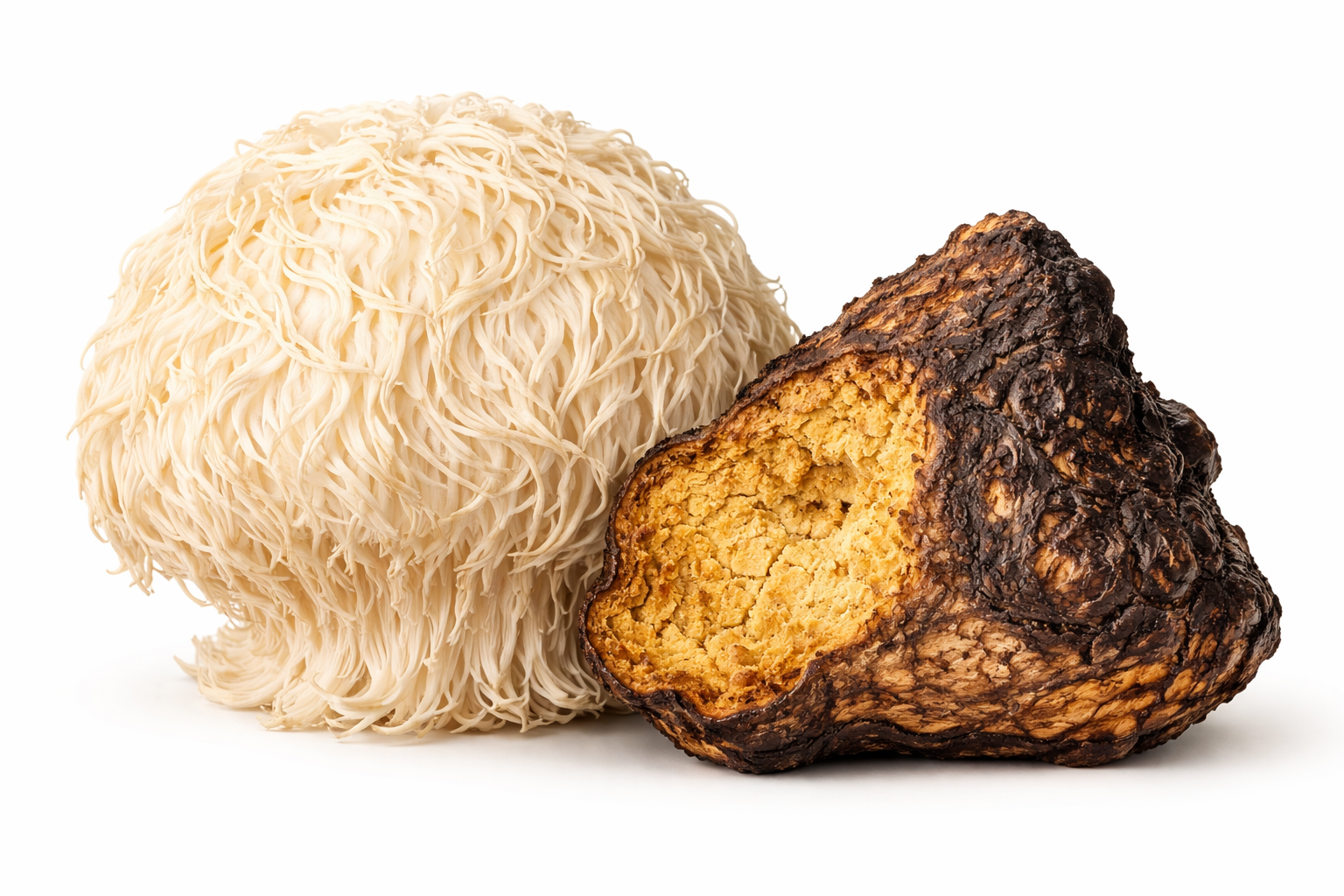 Lion's Mane and Chaga mushrooms